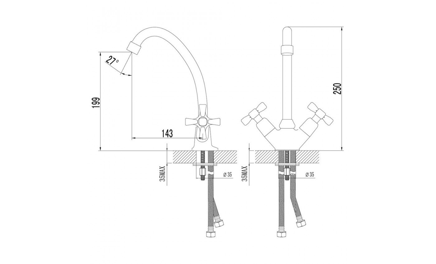 Приобрести lemark смеситель для кухни benefit с поворотным изливом, двухвентильный, хром lm2504c