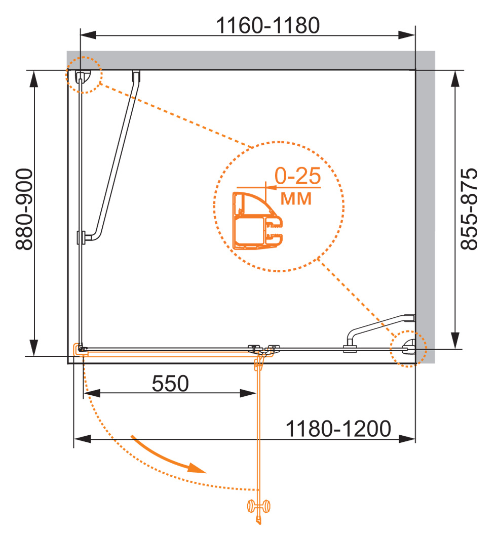 Приобрести cezares душевое ограждение verona 120х90 см, хром verona-w-ah-1-120/90-p-cr-r