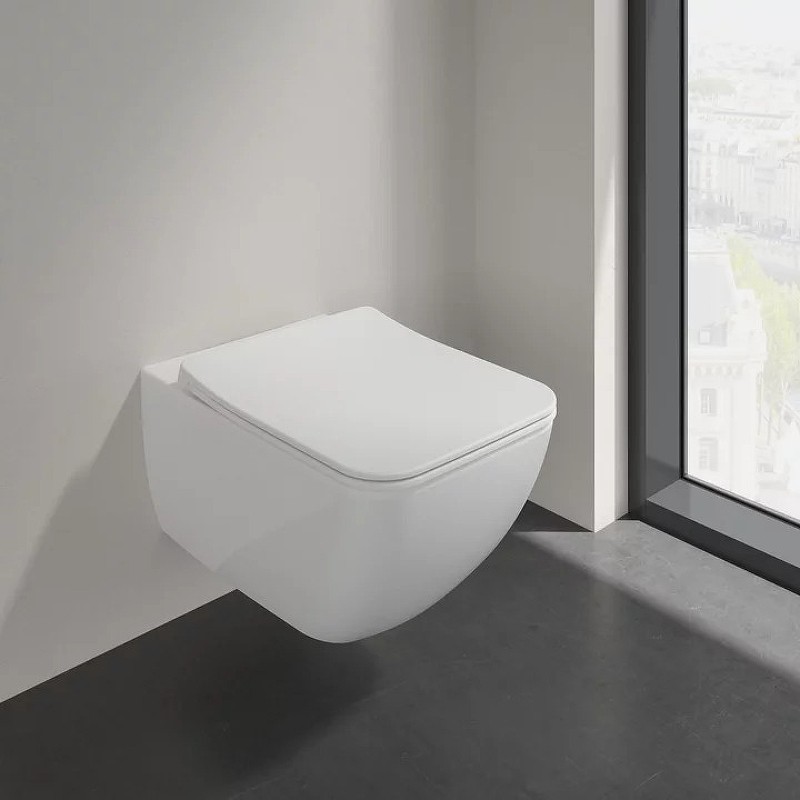 Приобрести унитаз подвесной villeroy boch venticello, безободковый с тонким сиденьем микролифт 4611rsr1
