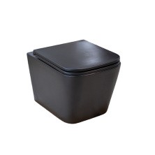 Sole Унитаз подвесной Cube 2 black, безободковый с сиденьем дюропласт, микролифт, черный УТ000063646