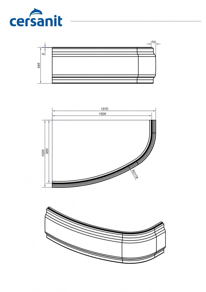 Приобрести фронтальная панель для ванны cersanit joanna 150 см универсальная