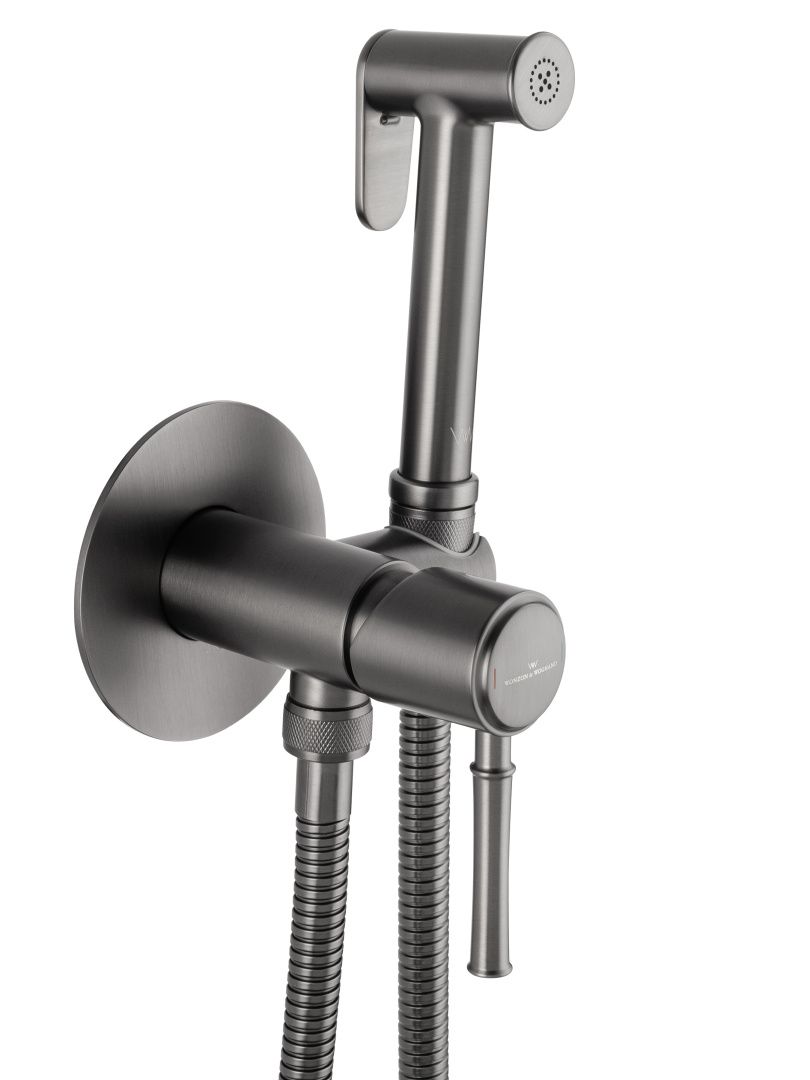 Приобрести смеситель с гигиеническим душем встраиваемый wonzon & woghand tor, темный графит (ww-88829073-bgm)