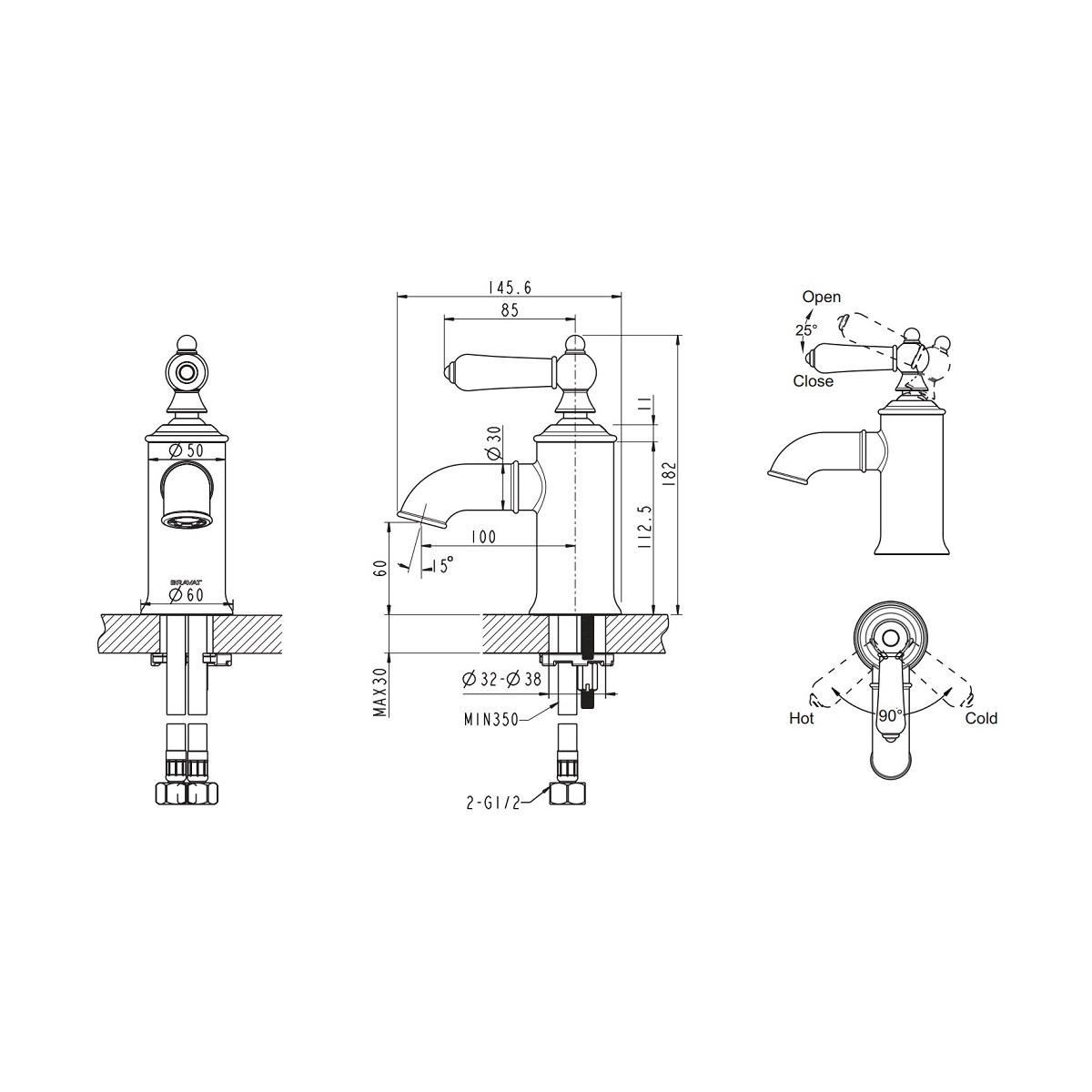 Приобрести смеситель для раковины bravat art f175109c, хром