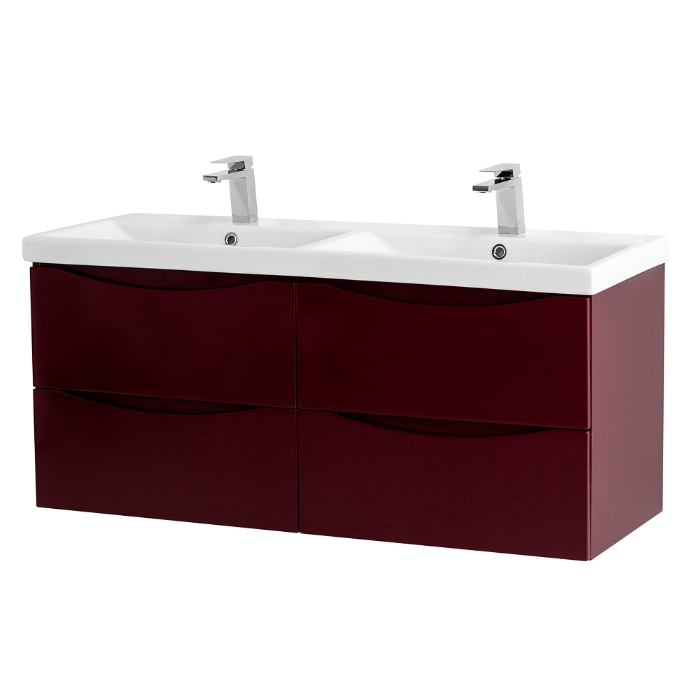 Приобрести belbagno тумба с раковиной marino-cer 120 см, подвесная с ящиками bordo lucido, белая раковина