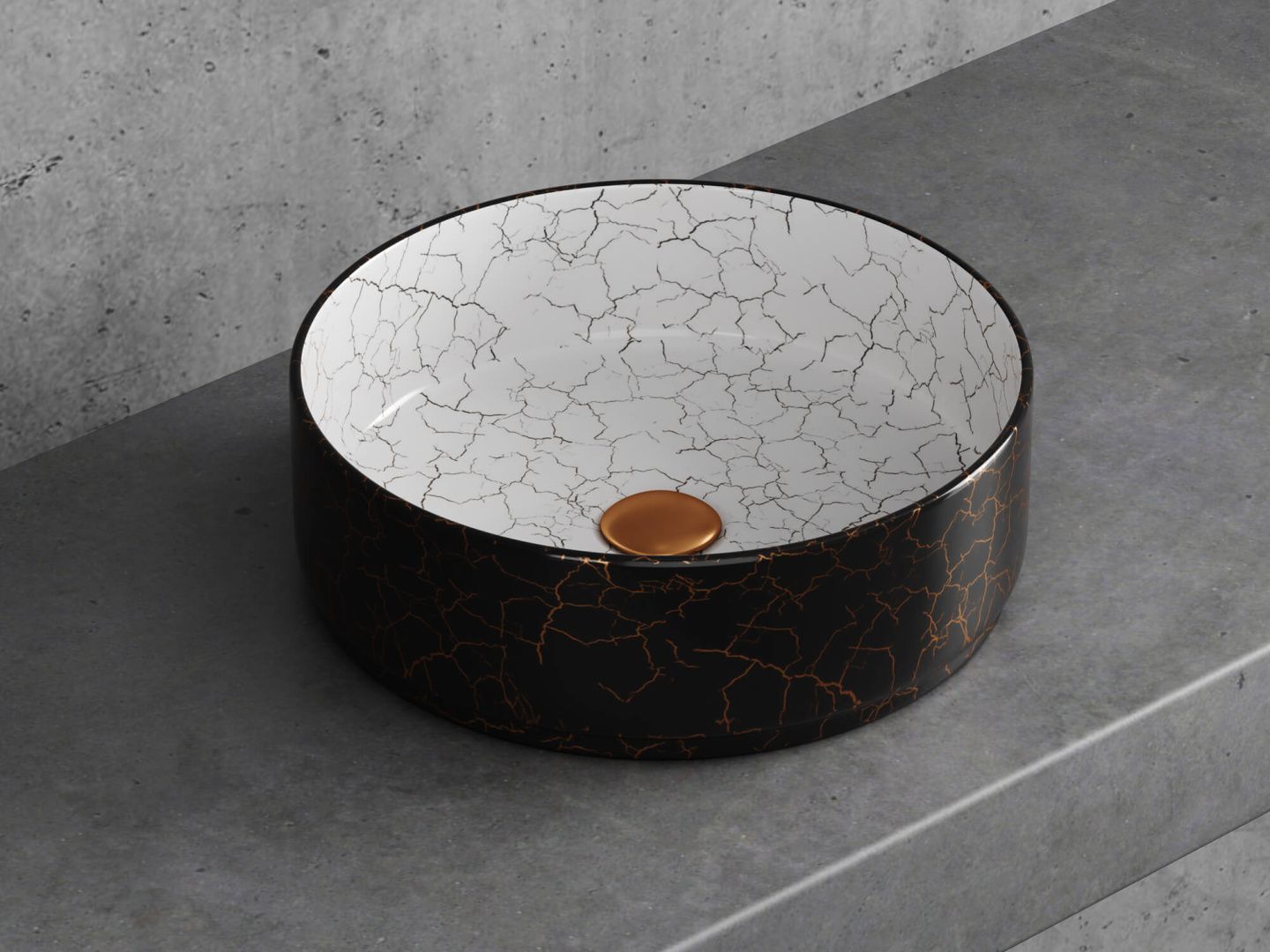 Приобрести hayzburg накладная раковина чаша 35х35 см, мрамор, черный\белый hb-0031