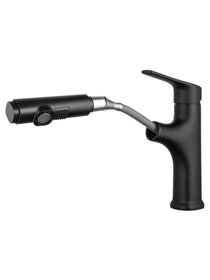 Приобрести смеситель для раковины с выдвижным изливом wonzon & woghand, черный матовый (ww-ae4151-mb)