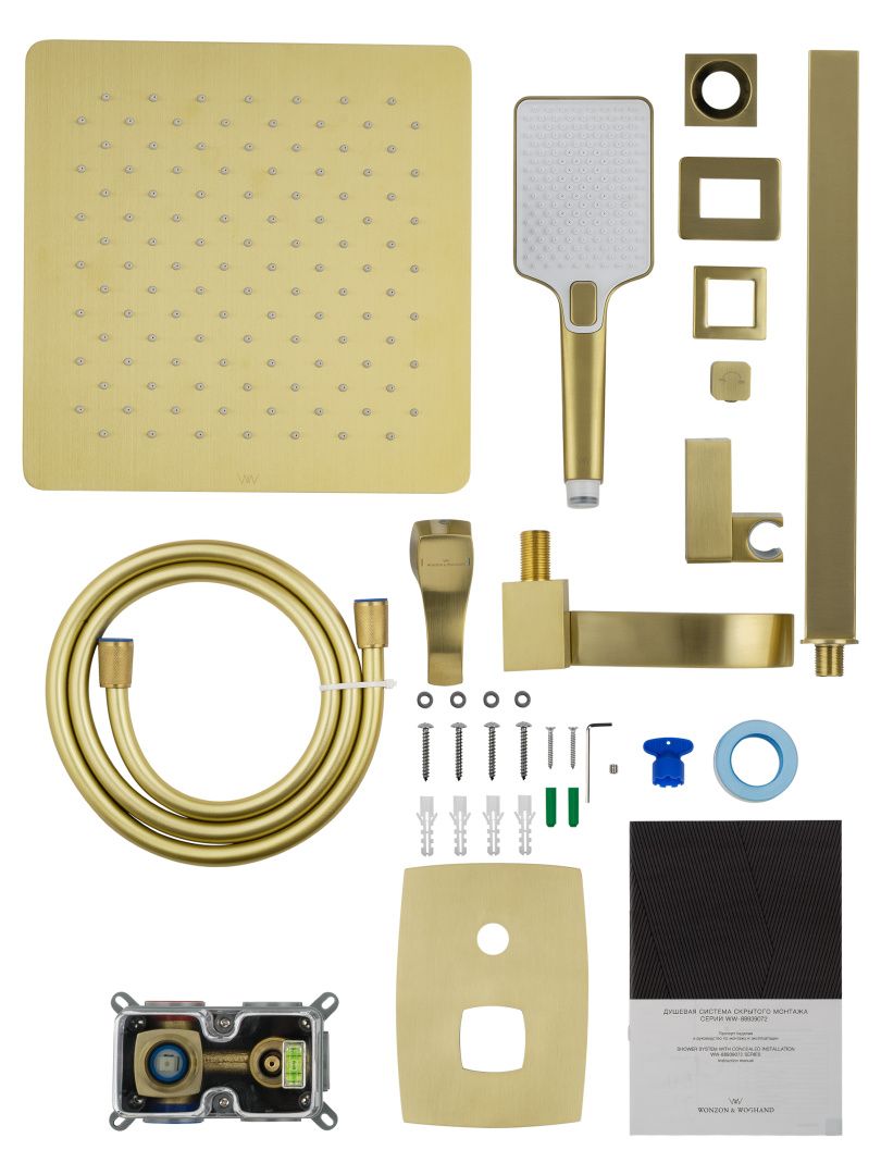 Приобрести душевая система встраиваемая wonzon & woghand flex, брашированное золото (ww-88939072-bg)