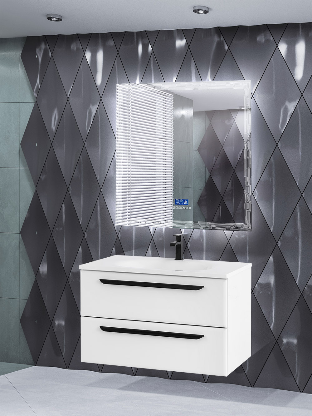 Приобрести cezares зеркало 90х90 см, сенсорное выключение touch system, антизапотевание, радио, датчик температуры 45063