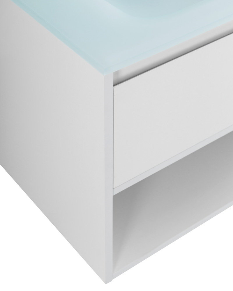 Приобрести belbagno тумба c раковиной kraft 80 см, с одним ящиком и полкой, подвесная bianco opaco, стеклянная раковина