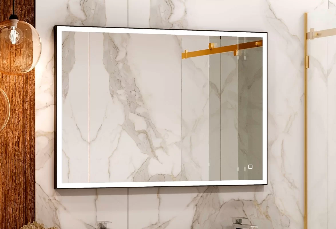 Приобрести continent зеркало с подсветкой solid black 90х70 см, черное