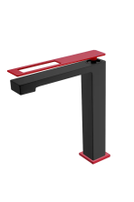 Boheme Смеситель для раковины Q, высокий, черный\красный 142-BR