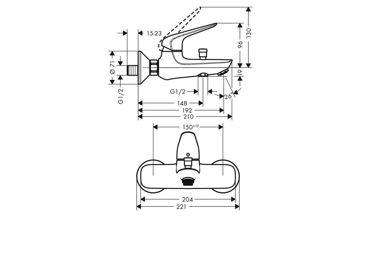 Приобрести смеситель для ванны hansgrohe novus 71040000