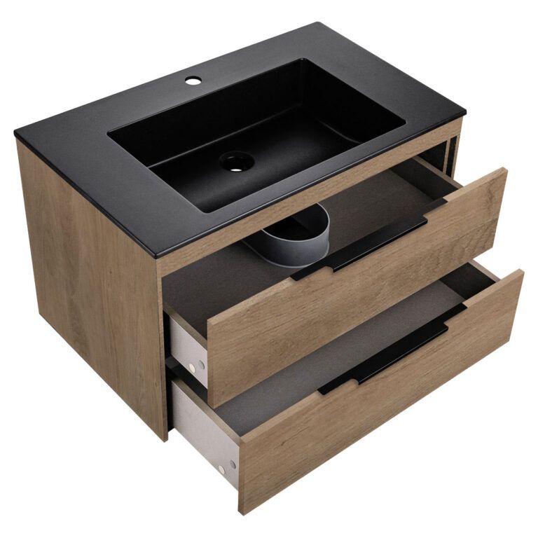 Приобрести vincea тумба подвесная chiara 80 см, дуб натуральный с черной раковиной vmc-2c2800no;vcb-13800b