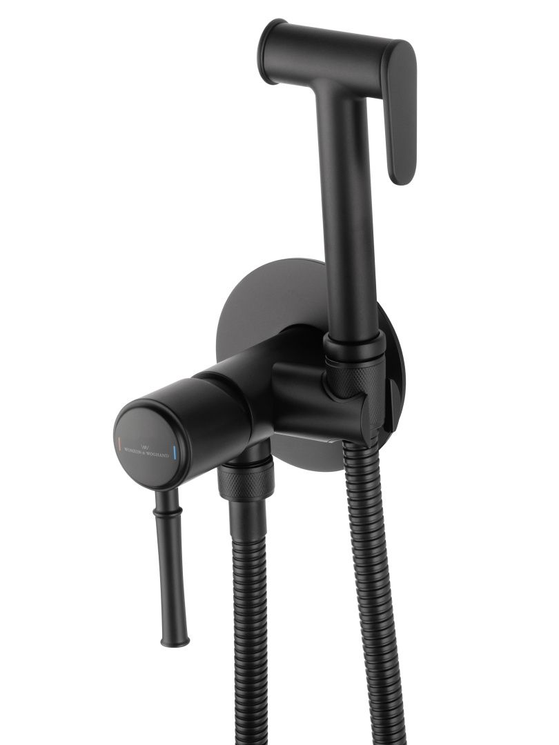Приобрести смеситель с гигиеническим душем встраиваемый wonzon & woghand tor, черный матовый (ww-88829073-mb)