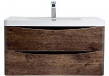 Тумба подвесная с раковиной BelBagno ANCONA-N-900-2C-SO-RW 90 см, темный дуб