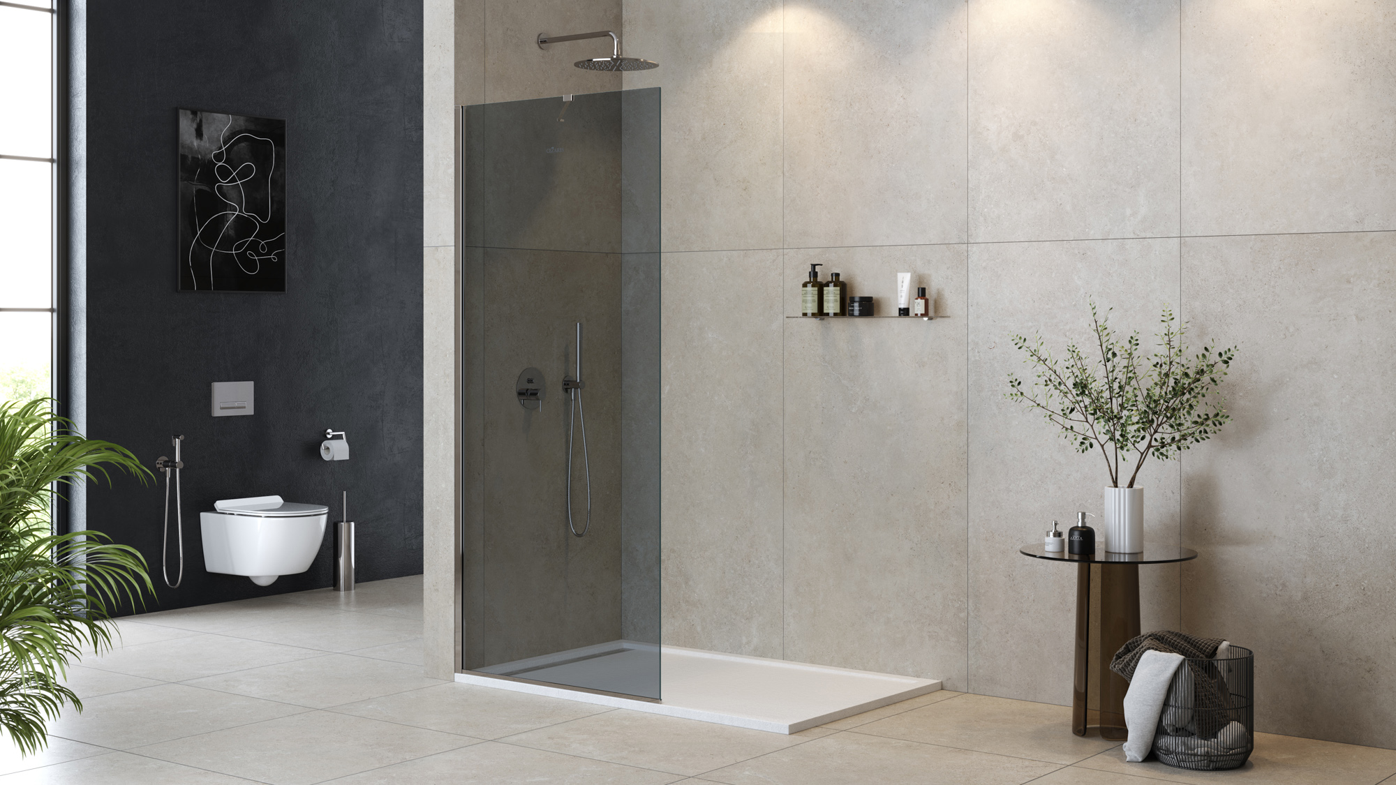 Приобрести cezares душевая перегородка liberta 100 см, серый\хром liberta-l-1-tb-100-gr-cr