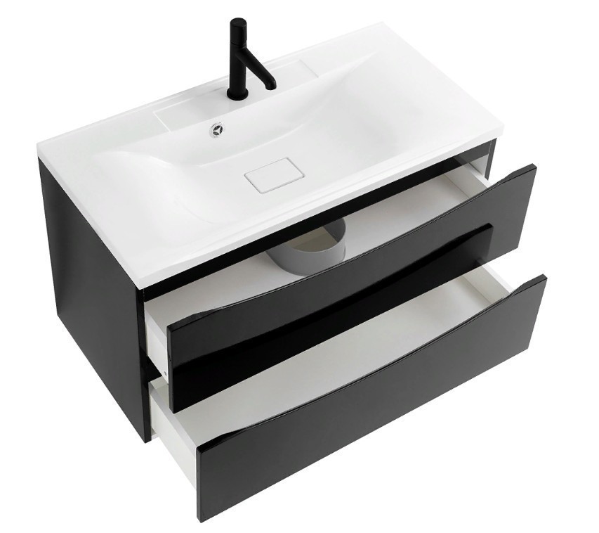 Приобрести тумба подвесная с раковиной belbagno marino-1000-2c-so-nl-p 100 см, nero lucido