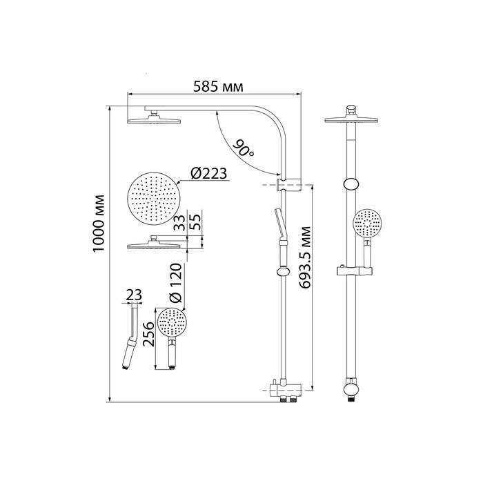 Приобрести iddis душевая система swipe, круглая d-223мм, хром swi3f97i76