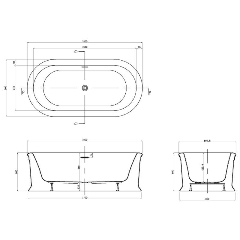 Приобрести azario акриловая ванна tour 190х90 см, отдельностоящая tou18090