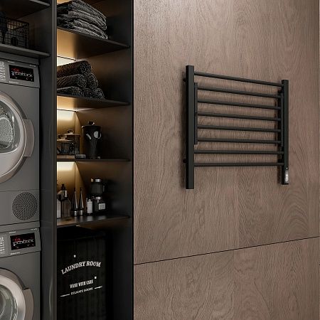 Приобрести terminus полотенцесушитель горизонт п8 60х60 см, с полкой, электрический, черный матовый