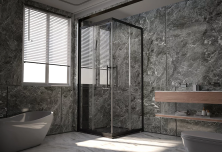 Veconi Душевое ограждение Premium Trento 80х110 см, черное матовое, прозрачное PTC20-B-11080-01-C4