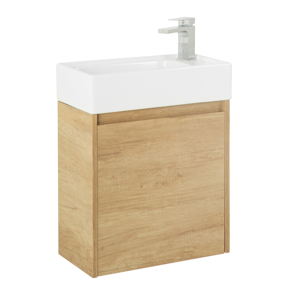 Приобрести belbagno тумба с раковиной kraft mini 50 см, подвесная rovere nebrasca nature левосторонняя, белая раковина