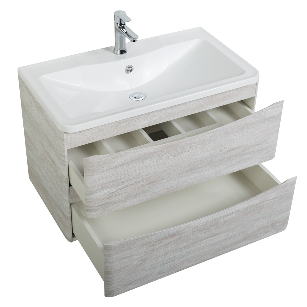 Приобрести belbagno тумба с раковиной acqua 80 см, подвесная rovere vintage bianco, белая раковина