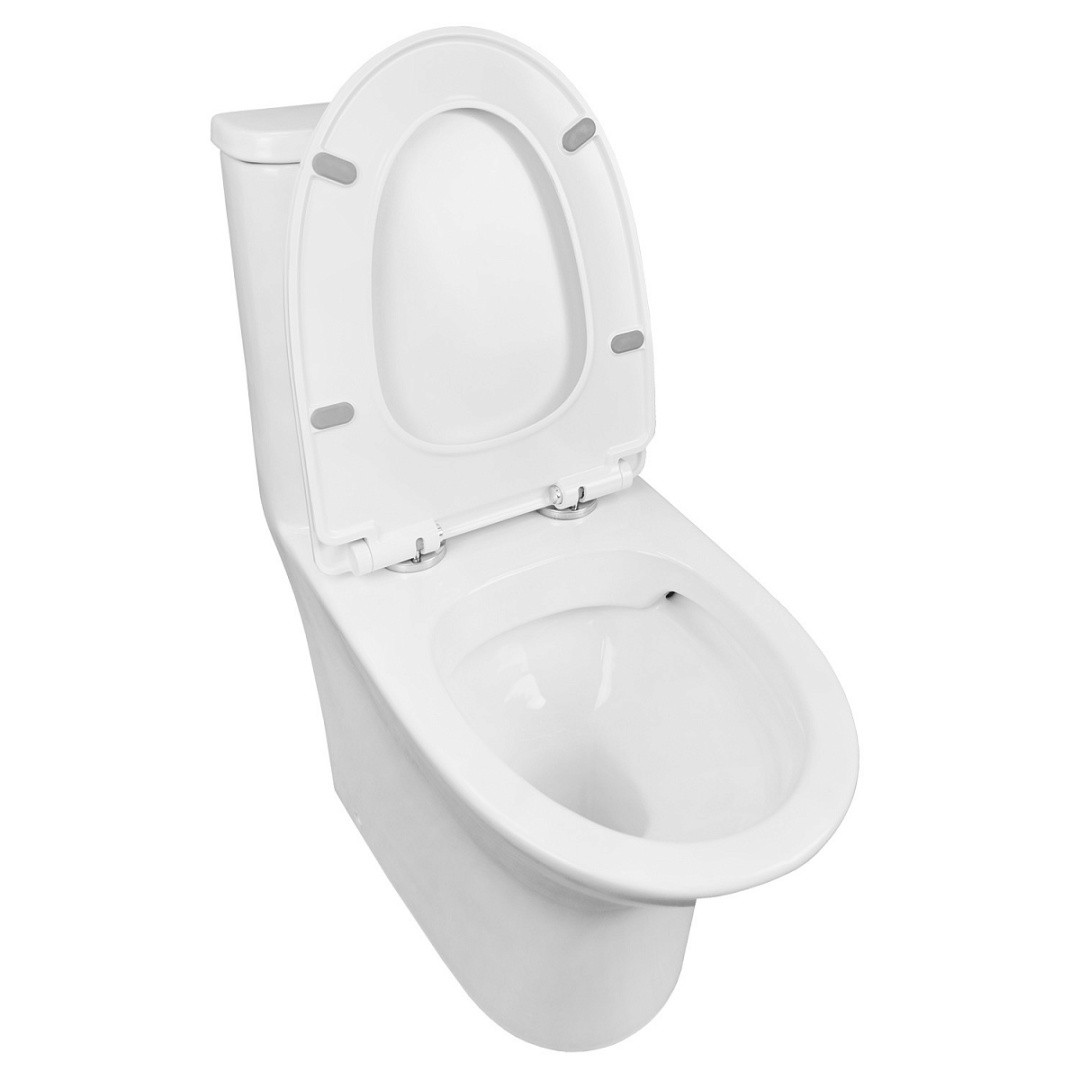 Приобрести azario унитаз - моноблок sente 375х665x785 напольный, безободковый, горизонтальный слив, сиденье дюропласт микролифт az-8614