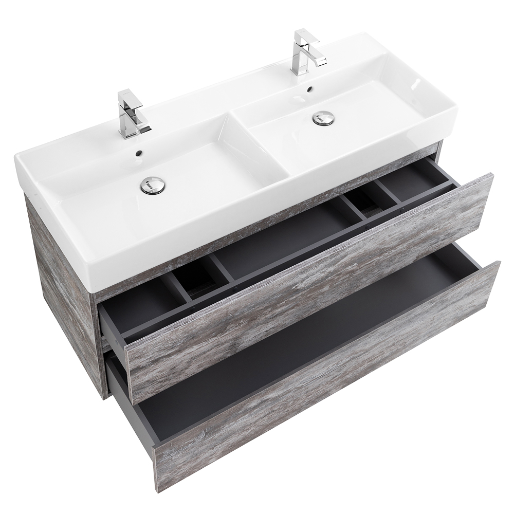 Приобрести cezares тумба подвесная с раковиной molveno 46 120 см legno grigio, серая molveno 46-120-2c-so-2-lg