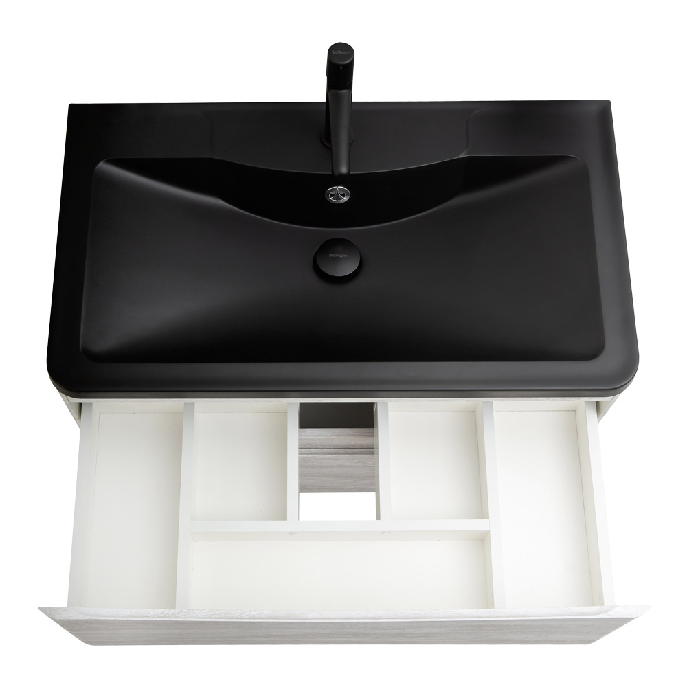Приобрести belbagno тумба с раковиной acqua 100 см, подвесная rovere vintage bianco, чёрная раковина