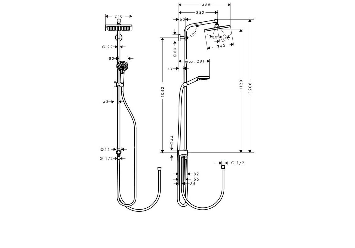 Приобрести 27289000 crometta e 240 1jet showerpipe reno ecosmart 9 л/мин душевая система без смесителя