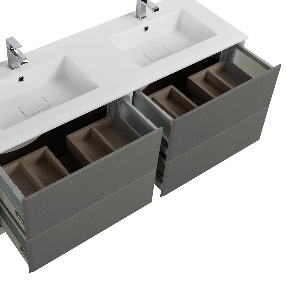 Приобрести cezares тумба подвесная с раковиной на две чаши bellagio 140 см grigio nuvola, серая 55301