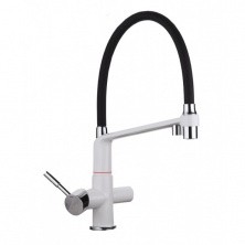 Gappo Смеситель для кухни G4398-9 с фильтром и гибким изливом, белый\черный 92414