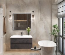 Cezares Тумба подвесная с раковиной MOLVENO 100 см Ossido, темно коричневая MOLVENO-100-2C-SO-OSS