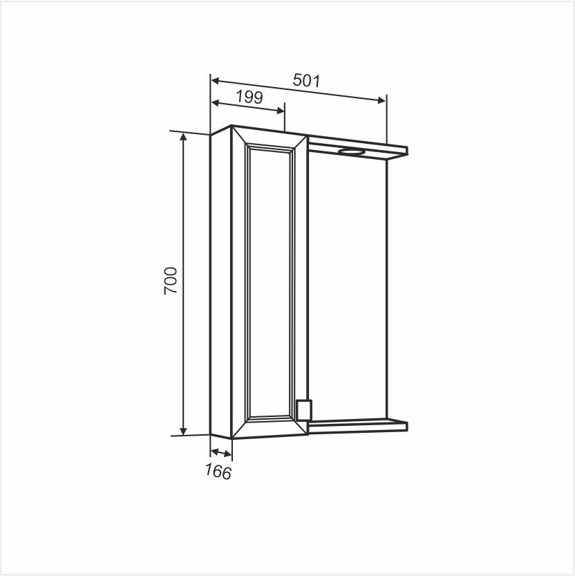 Приобрести зеркальный шкаф ostin 50см. левый