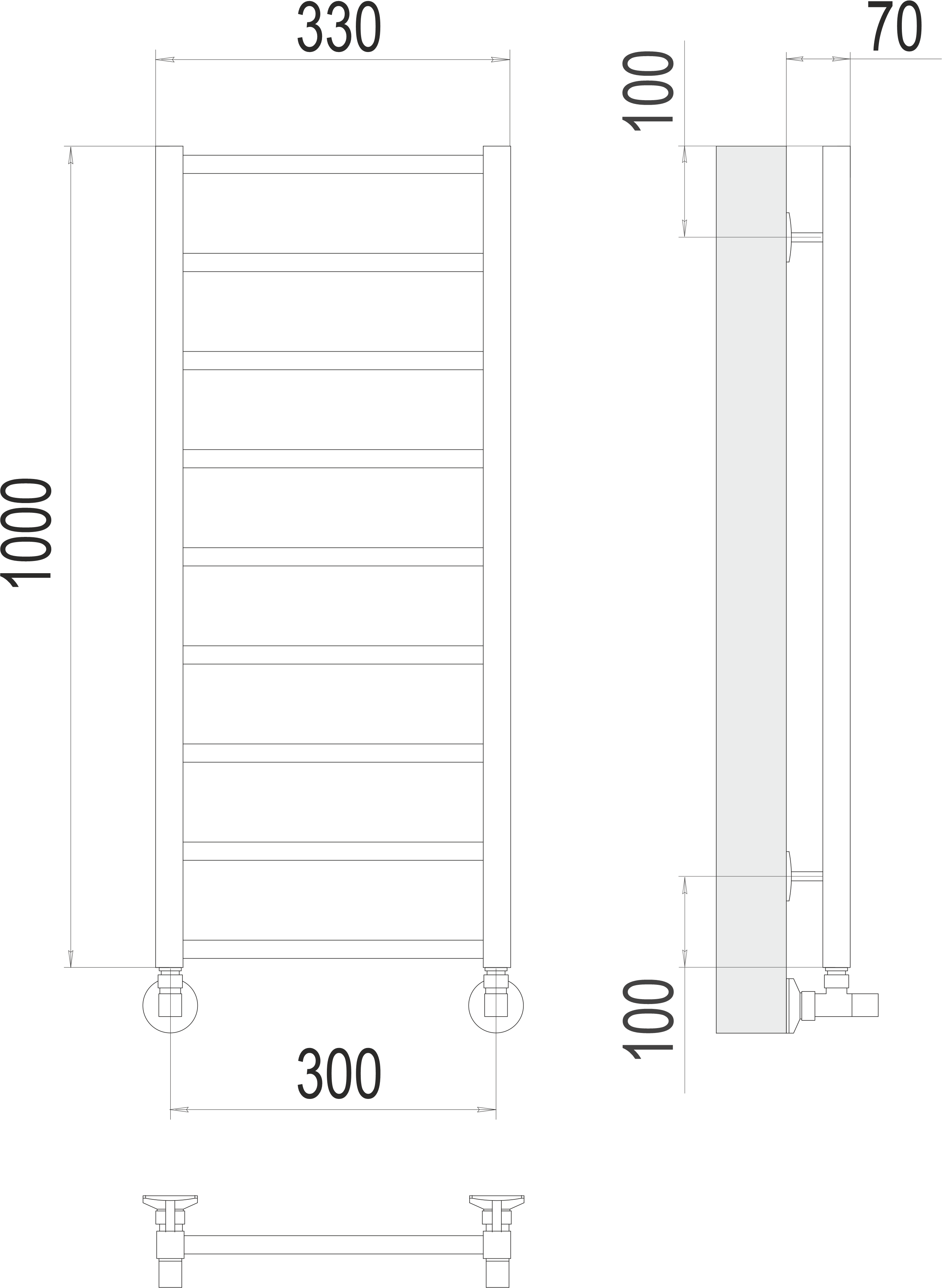Приобрести terminus полотенцесушитель контур п9 30х100 см, водяной, хром