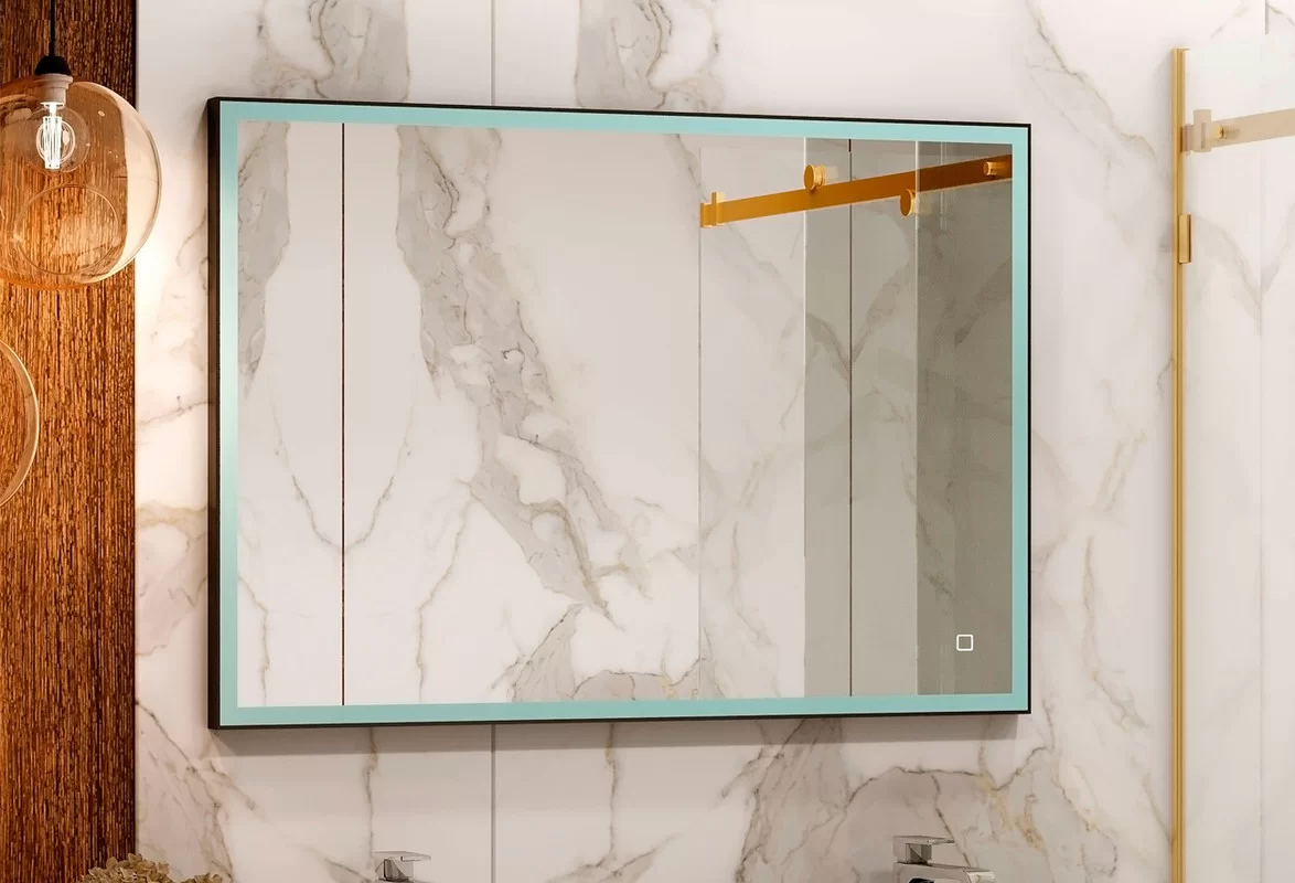 Приобрести continent зеркало с подсветкой solid black 90х80 см, черное