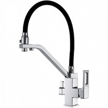 Gappo Смеситель для кухни G4318 с фильтром и гибким изливом, хром/черный 34712