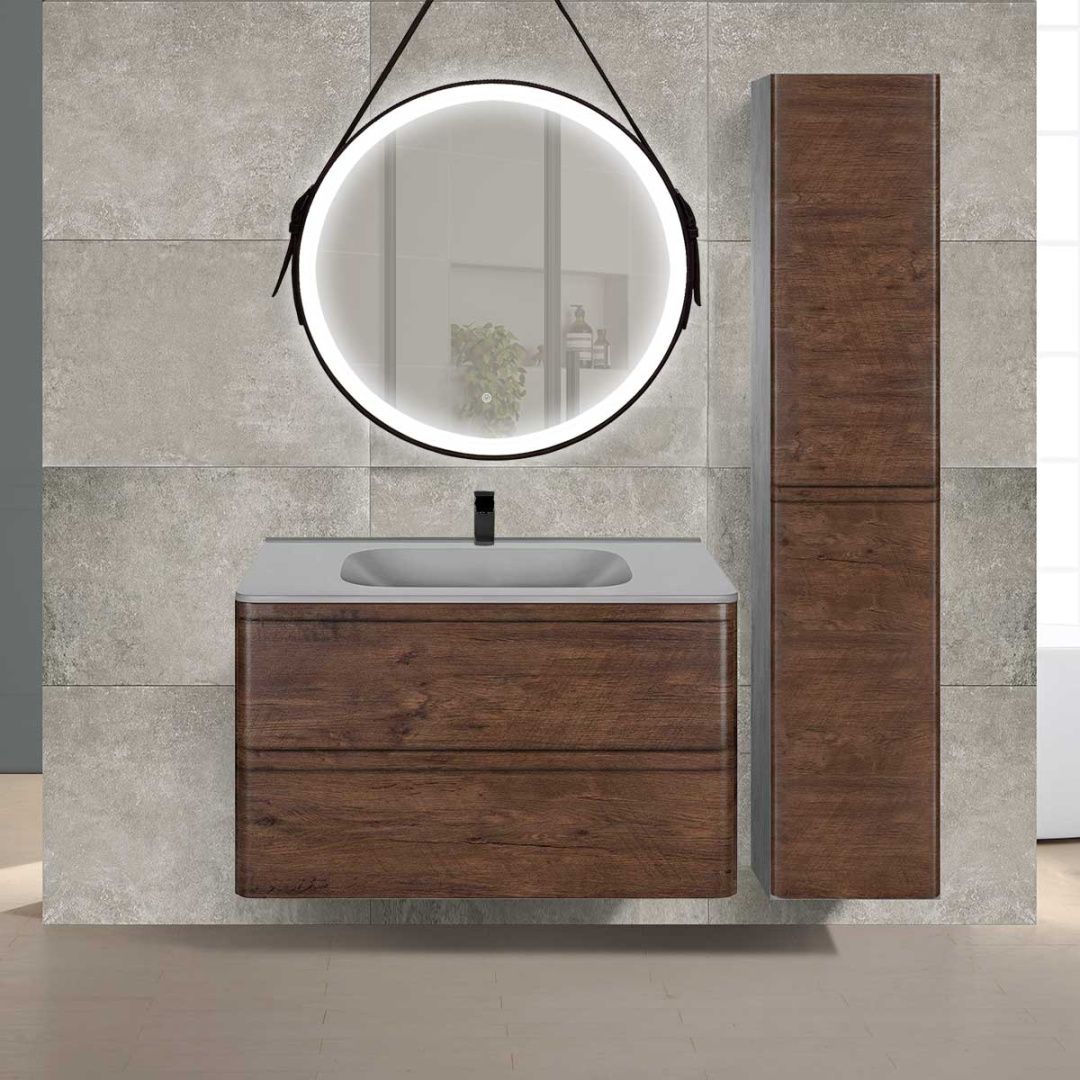 Приобрести vincea тумба подвесная vico 80 см, темное дерево с серой матовой раковиной vmc-2v800rw;vcb-2vp800g