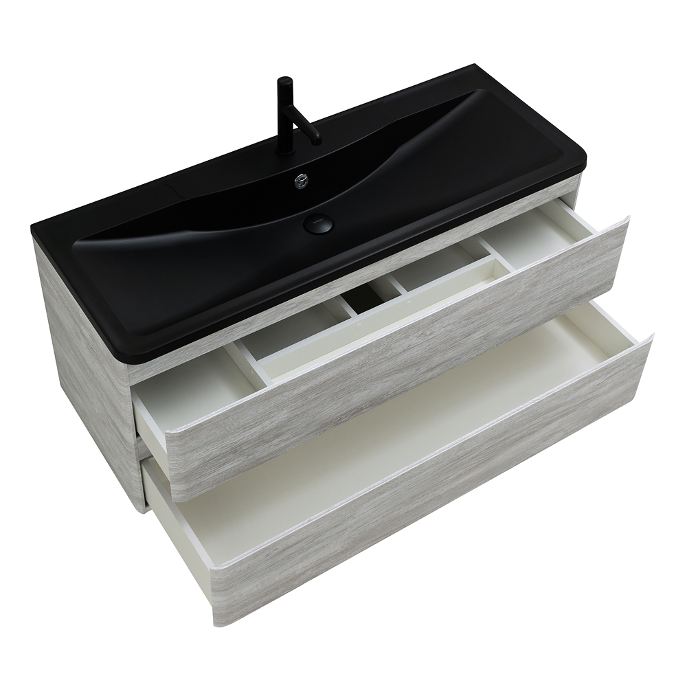 Приобрести belbagno тумба с раковиной albano 120 см, подвесная rovere vintage bianco, чёрная раковина