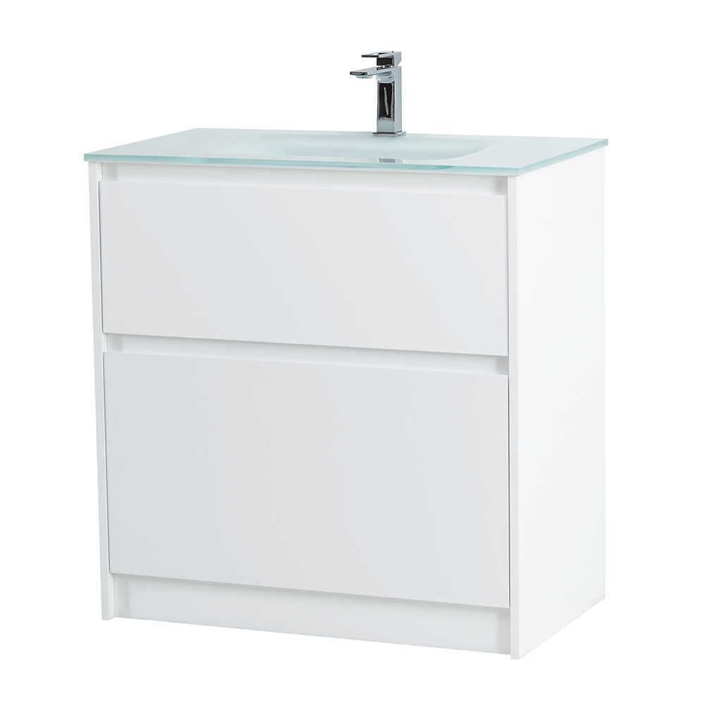 Приобрести belbagno тумба с раковиной kraft 80 см, напольная bianco opaco, стеклянная глянцевая раковина