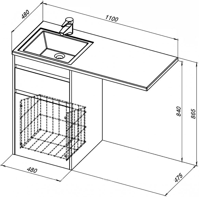 Приобрести aquanet тумба с раковиной токио 48 см, белая (напольная, 1 ящик)
