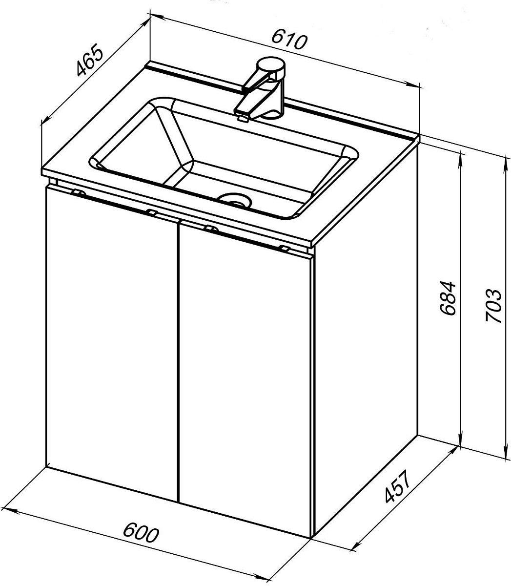 Приобрести aquanet тумба с раковиной алвита new 60 см, 2 дверцы, серый