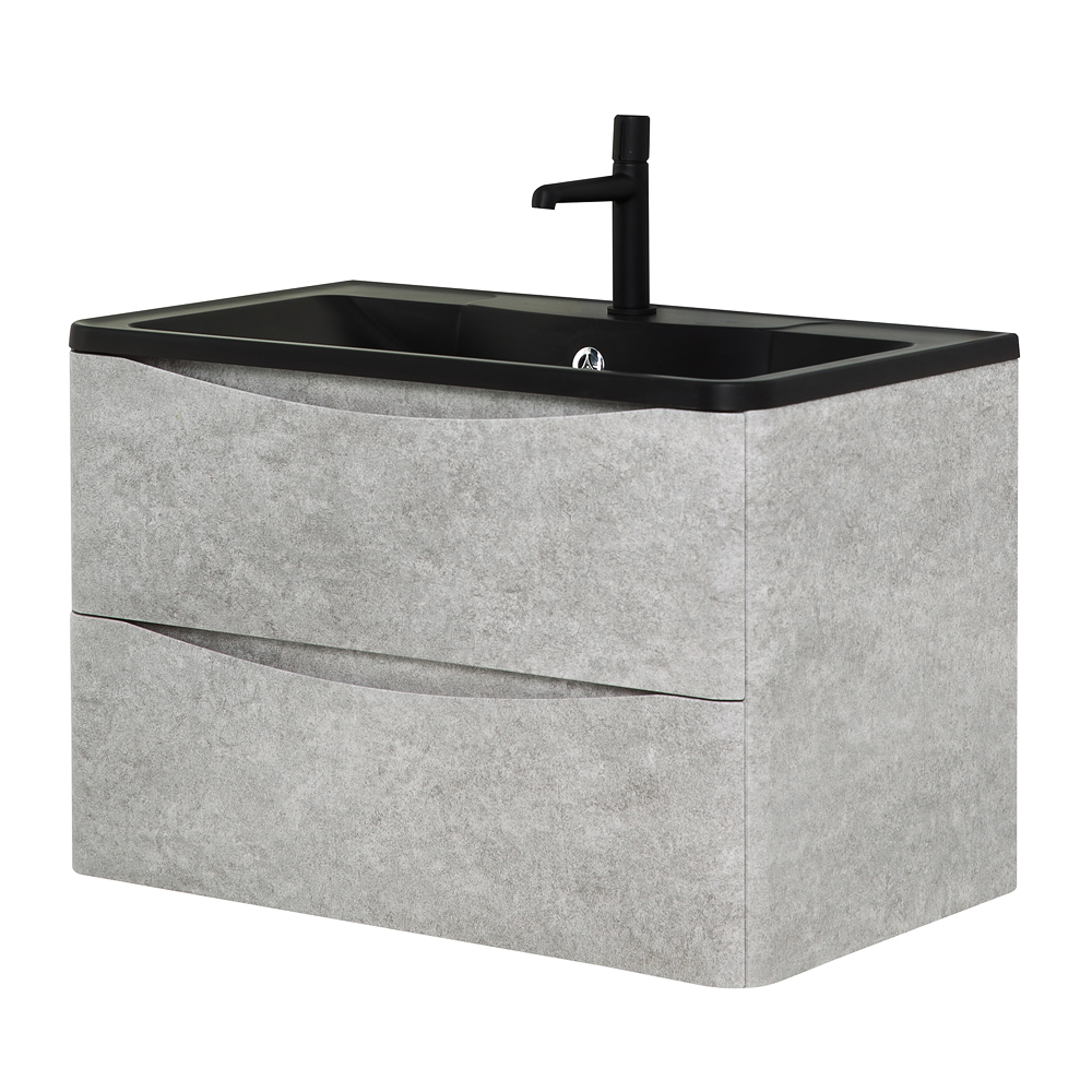 Приобрести belbagno тумба с раковиной acqua 100 см, подвесная cemento verona grigio, чёрная раковина