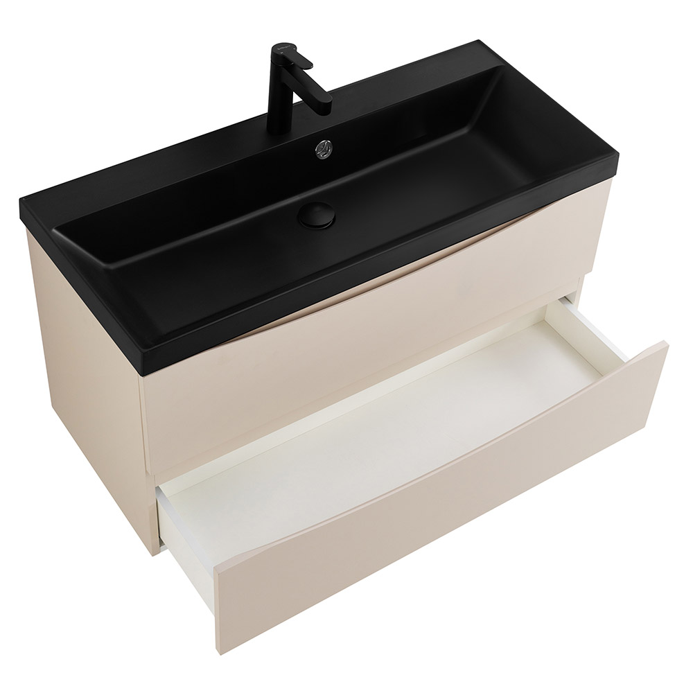 Приобрести belbagno тумба с раковиной marino 80 см, подвесная crema opaco, чёрная раковина
