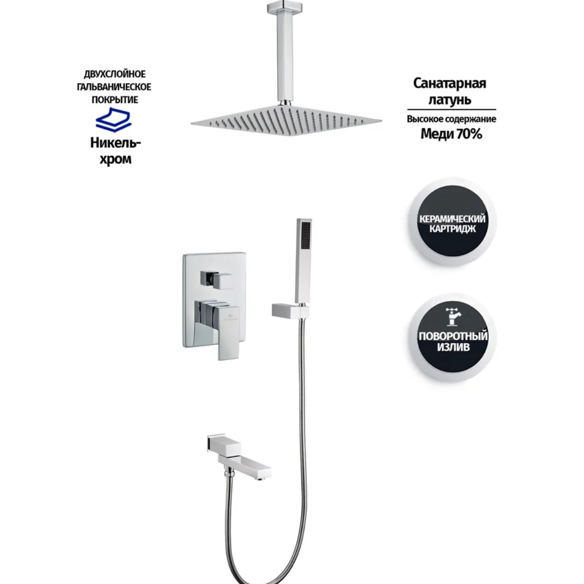 Приобрести grocenberg встраиваемая душевая система, хром gb5089cr-2