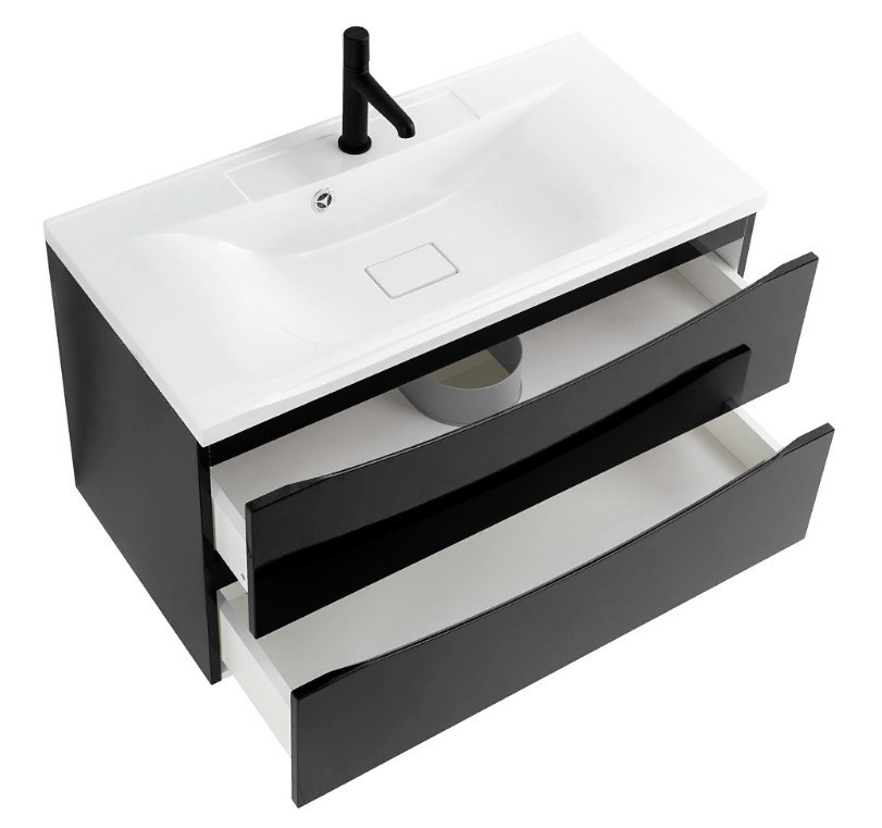 Приобрести тумба подвесная с раковиной belbagno marino-800-2c-so-nl-p 80 см, nero lucido