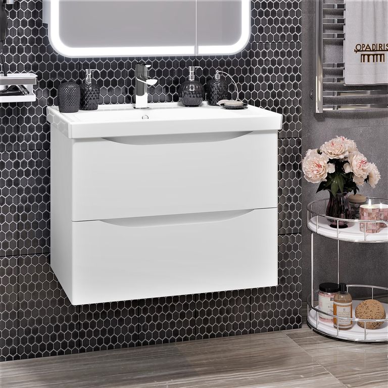 Приобрести opadiris тумба подвесная с раковиной элеганс 70 см, белая матовая
