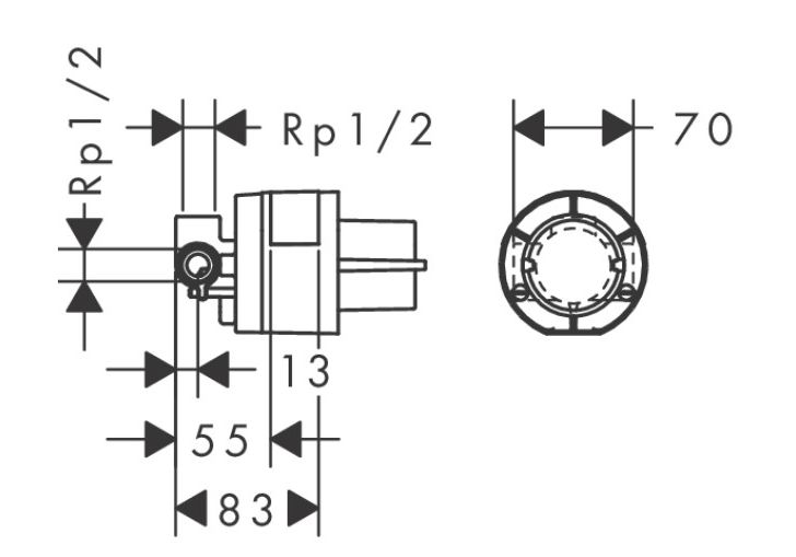 Приобрести 13620180 скрытая часть для однорычажного смесителя для душа, см, ½’