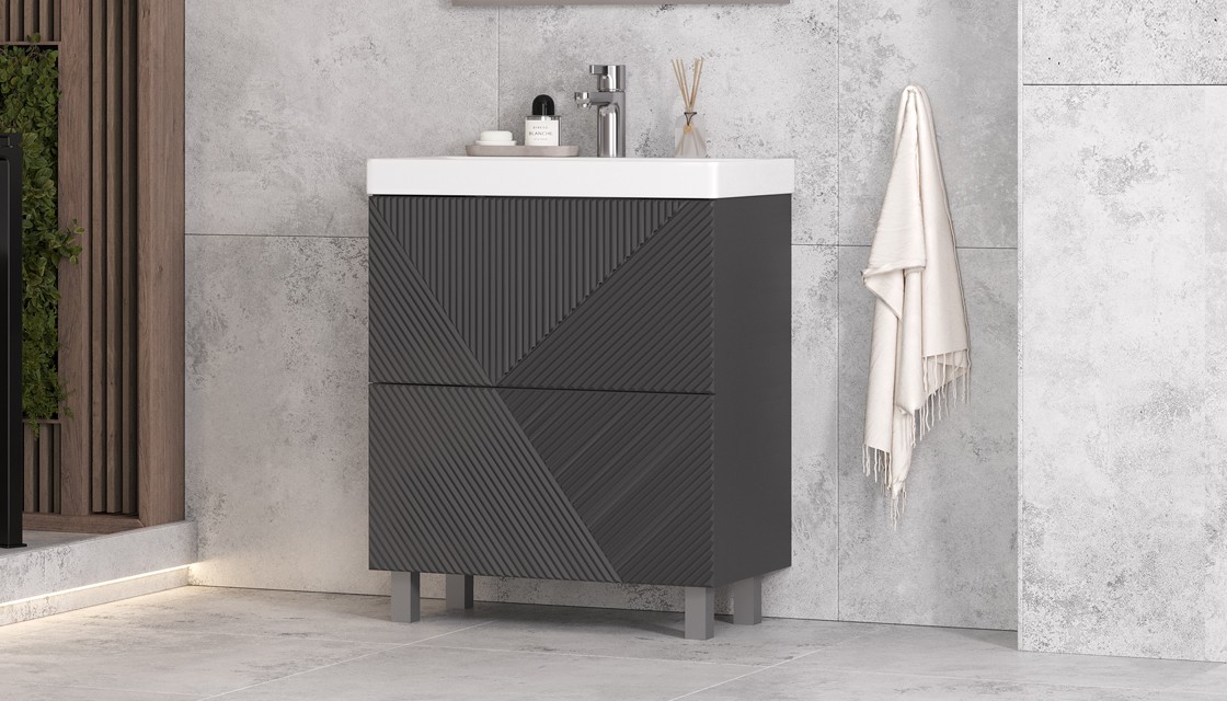 Приобрести тумба напольная с раковиной velvex edge 70 см, графит tnedg.70.2y-231